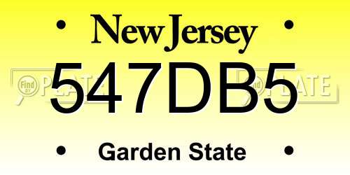 547DB5 New Jersey License Plate