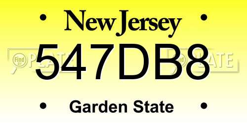 547DB8 New Jersey License Plate