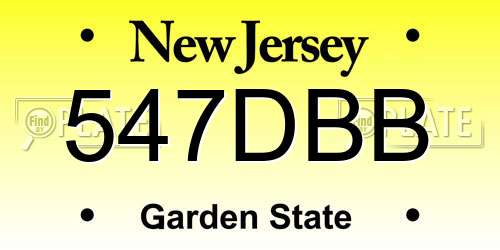 547DBB New Jersey License Plate