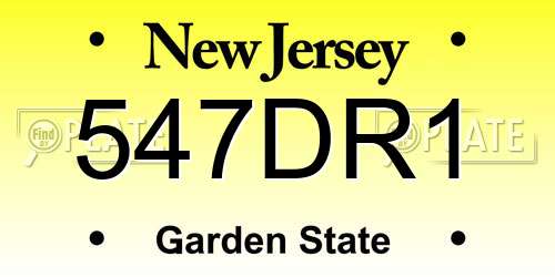 547DR1 New Jersey License Plate