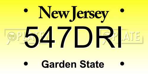 547DRI New Jersey License Plate