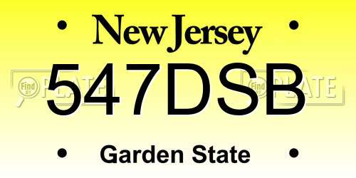 547DSB New Jersey License Plate