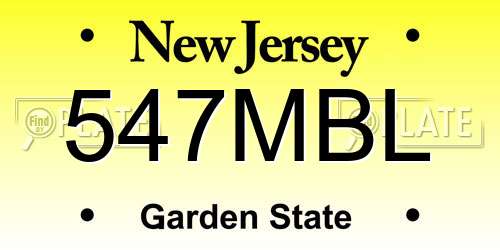 547MBL New Jersey License Plate