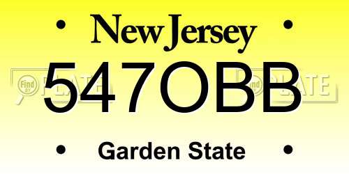 547OBB New Jersey License Plate