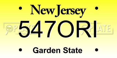 547ORI New Jersey License Plate