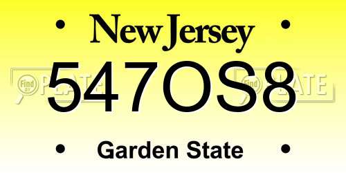 547OS8 New Jersey License Plate
