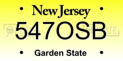 547OSB New Jersey License Plate