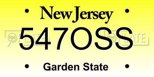 547OSS New Jersey License Plate