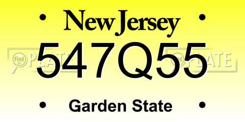 547Q55 New Jersey License Plate