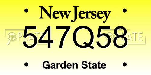 547Q58 New Jersey License Plate