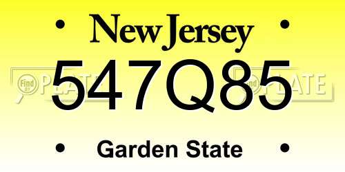 547Q85 New Jersey License Plate