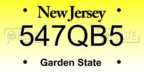547QB5 New Jersey License Plate