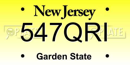547QRI New Jersey License Plate