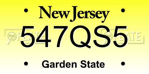 547QS5 New Jersey License Plate