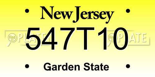 547T10 New Jersey License Plate