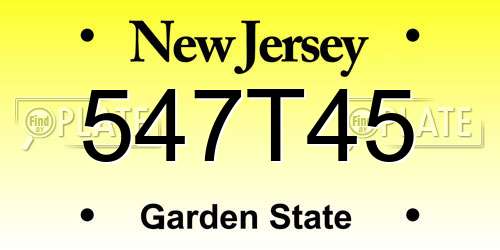 547T45 New Jersey License Plate