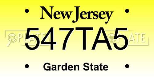 547TA5 New Jersey License Plate