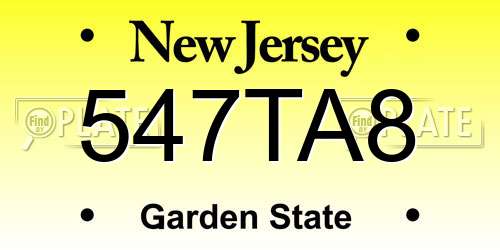547TA8 New Jersey License Plate