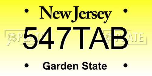 547TAB New Jersey License Plate