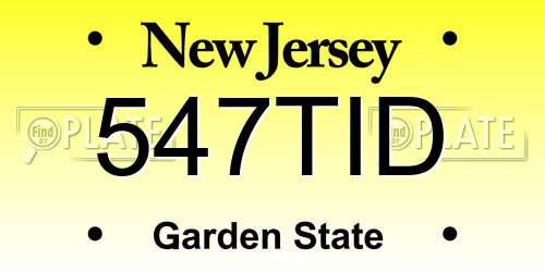 547TID New Jersey License Plate