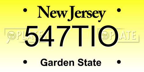 547TIO New Jersey License Plate