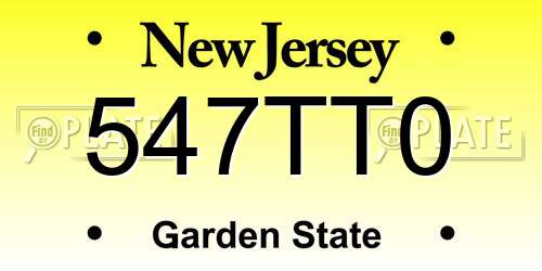 547TT0 New Jersey License Plate