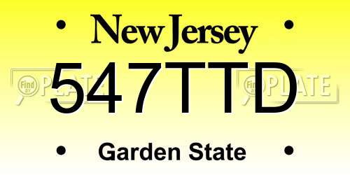 547TTD New Jersey License Plate
