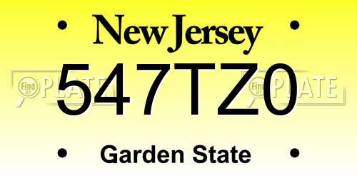 547TZ0 New Jersey License Plate