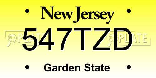 547TZD New Jersey License Plate