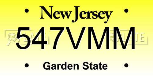 547VMM New Jersey License Plate