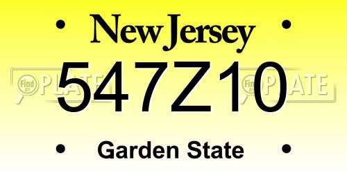 547Z10 New Jersey License Plate