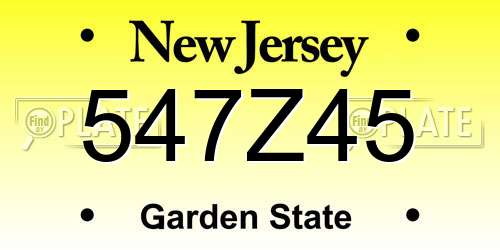 547Z45 New Jersey License Plate