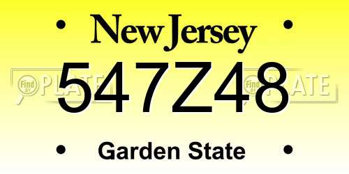 547Z48 New Jersey License Plate