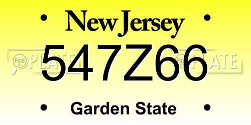 547Z66 New Jersey License Plate