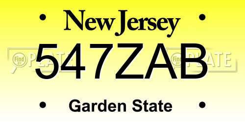 547ZAB New Jersey License Plate