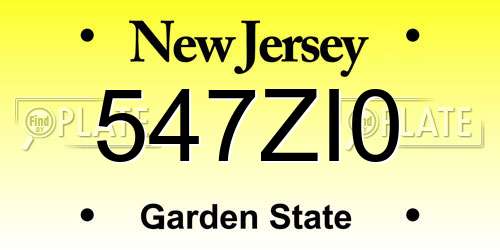 547ZI0 New Jersey License Plate