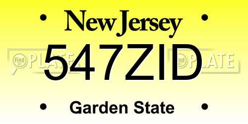 547ZID New Jersey License Plate