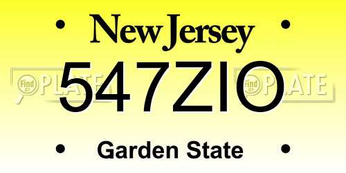 547ZIO New Jersey License Plate