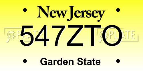 547ZTO New Jersey License Plate