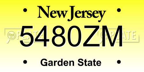 5480ZM New Jersey License Plate