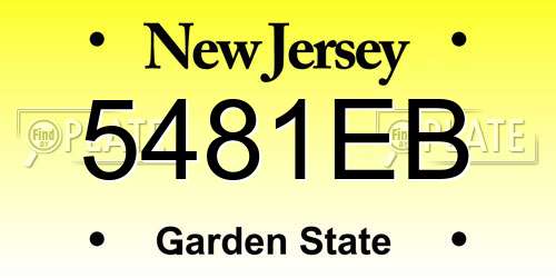 5481EB New Jersey License Plate