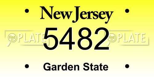 5482 New Jersey License Plate