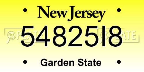 54825I8 New Jersey License Plate