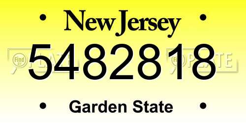 5482818 New Jersey License Plate