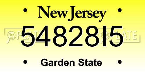 54828I5 New Jersey License Plate