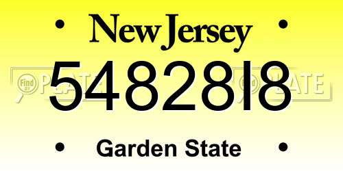 54828I8 New Jersey License Plate