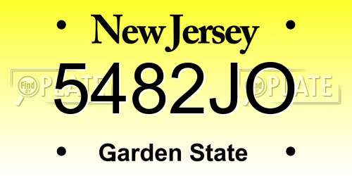 5482JO New Jersey License Plate