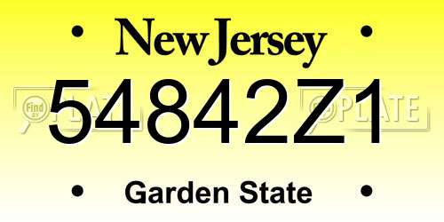 54842Z1 New Jersey License Plate