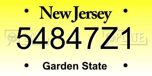 54847Z1 New Jersey License Plate