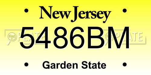 5486BM New Jersey License Plate